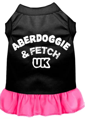 Aberdoggie Uk Screen Print Dress Black With Bright Pink Xl (16)