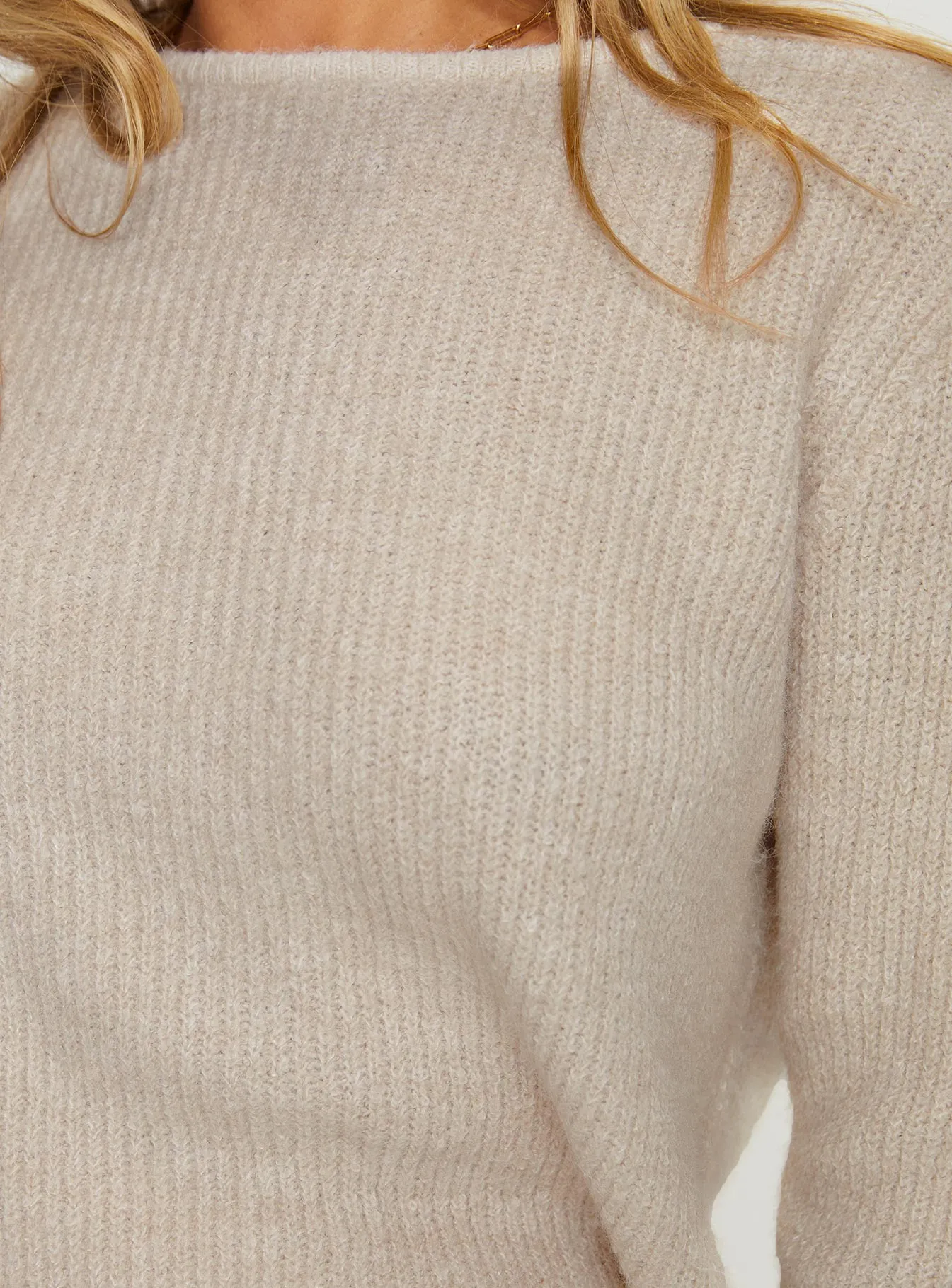 Abrams Rib Knit Crew Sweater Beige