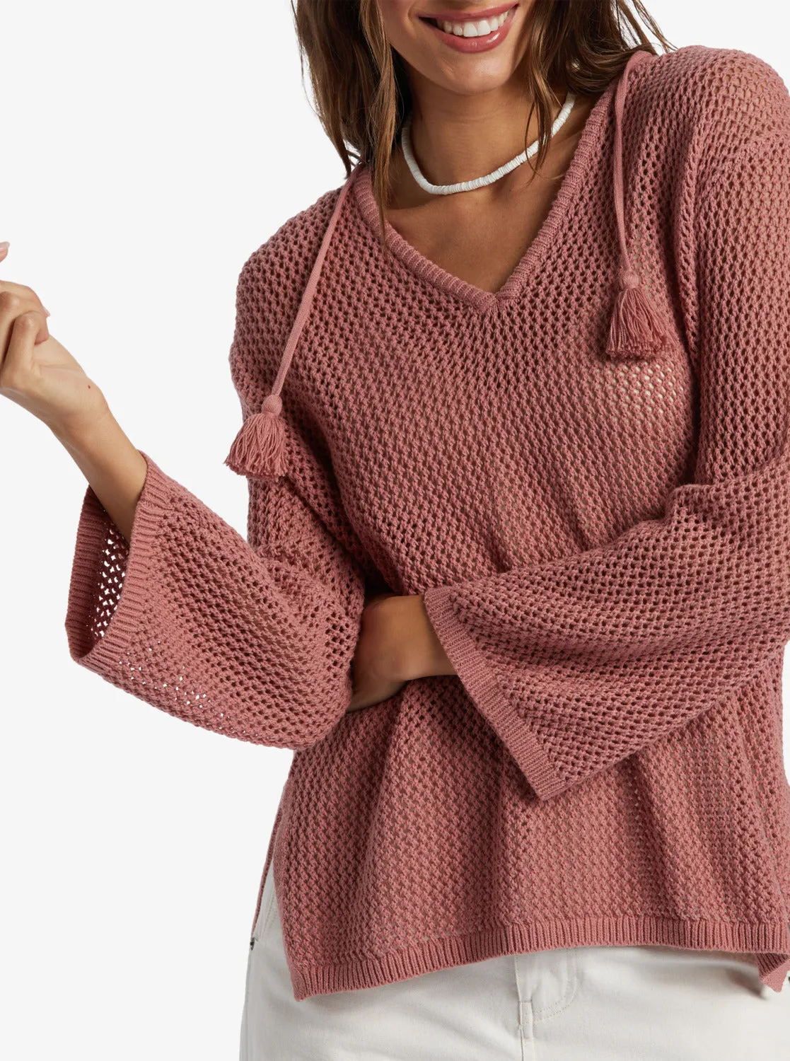 After Beach Break V-Neck Sweater - Ash Rose