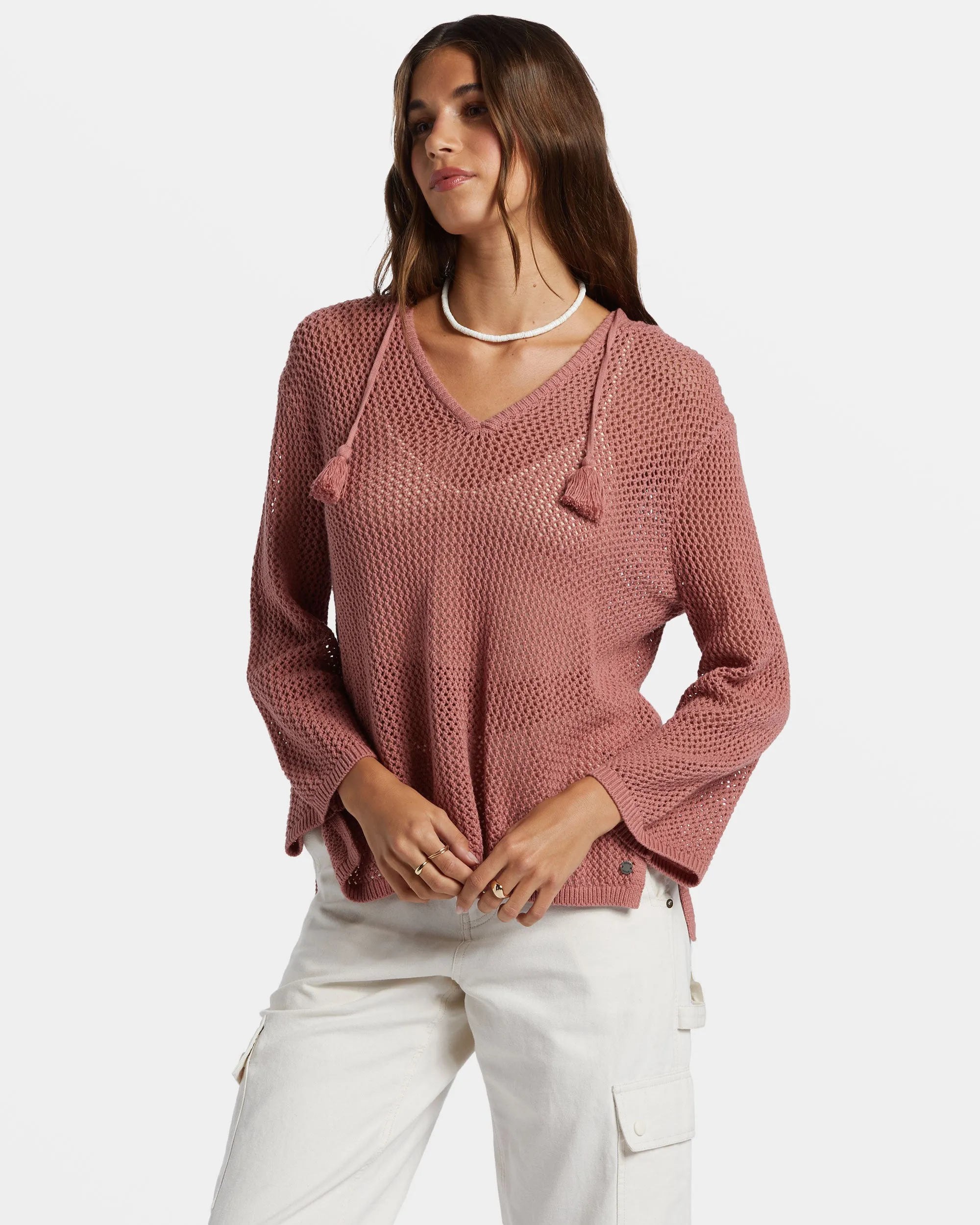 After Beach Break V-Neck Sweater - Ash Rose