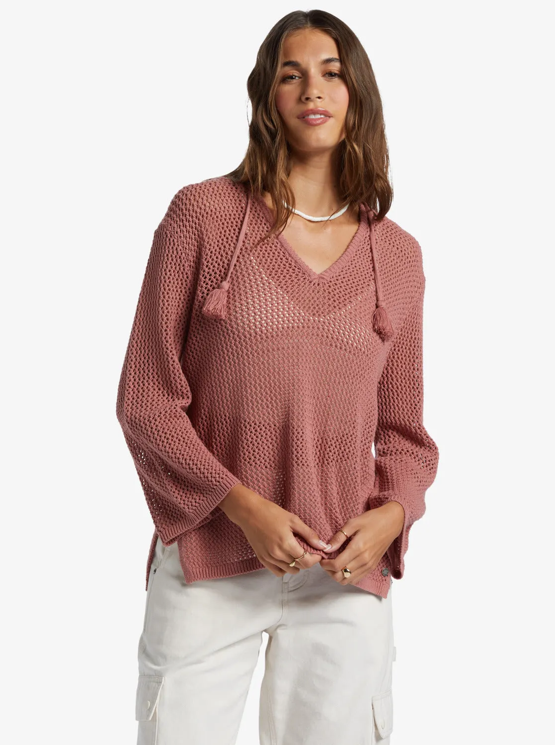 After Beach Break V-Neck Sweater - Ash Rose