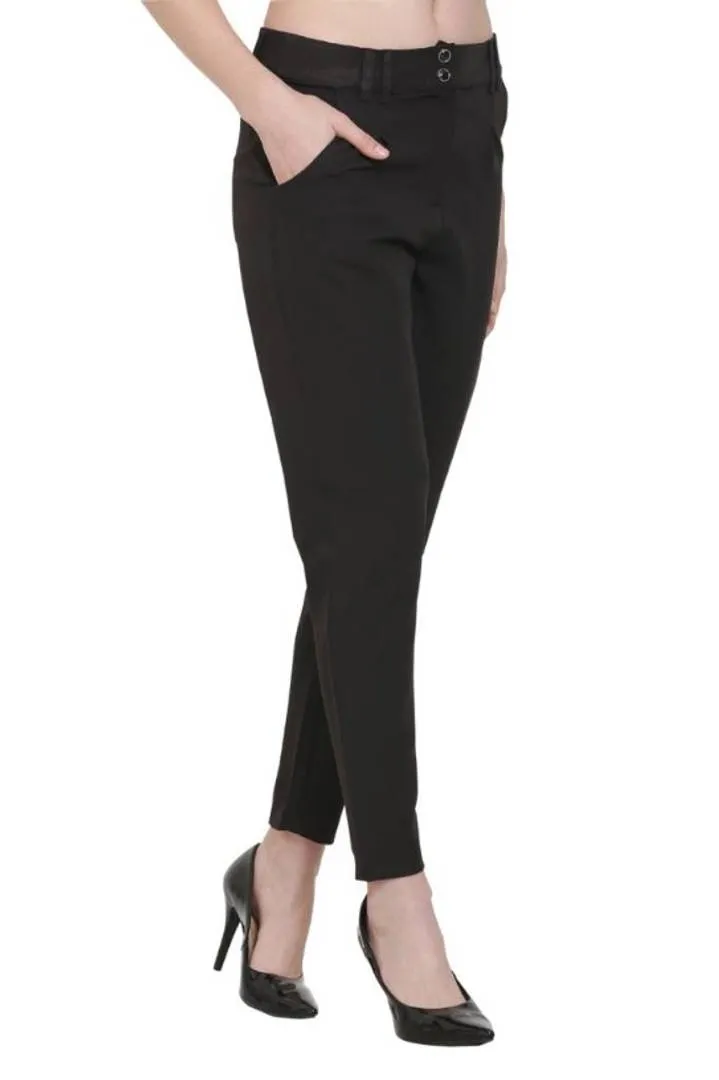 Avyanna Women's Stylish Black Solid Lycra Pant