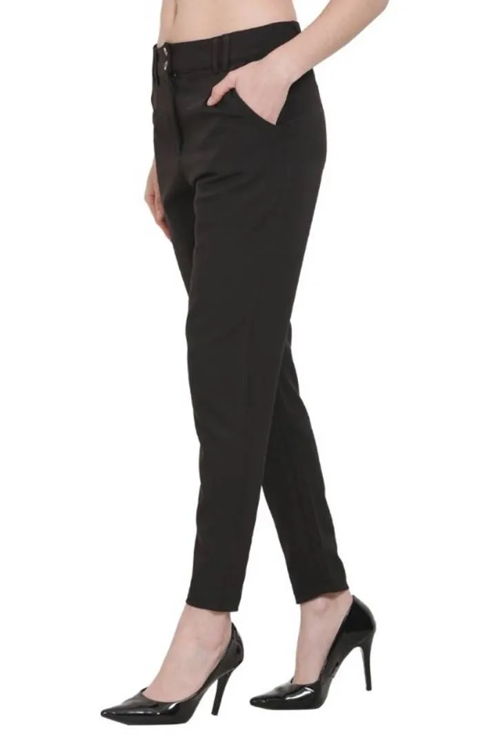 Avyanna Women's Stylish Black Solid Lycra Pant