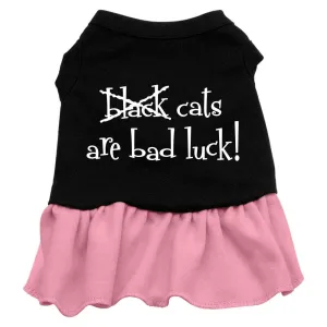 Black Cats are Bad Luck Screen Print Dress Black with Pink XS (8)