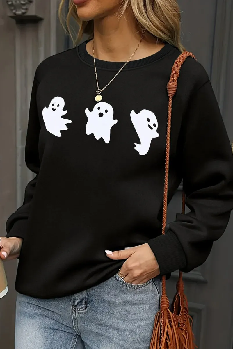 Black Halloween Spooky Ghosts Sweatshirt