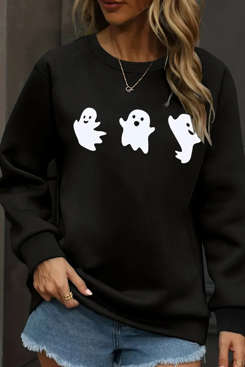 Black Halloween Spooky Ghosts Sweatshirt