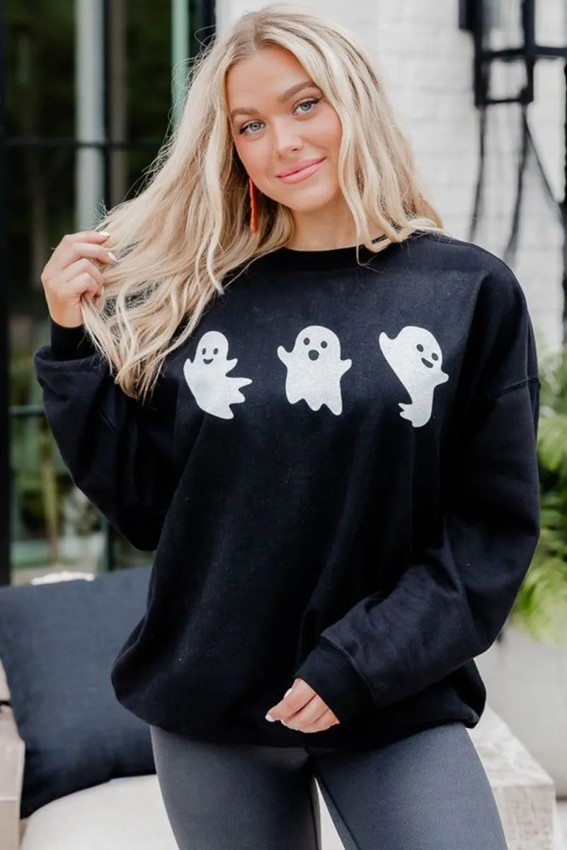 Black Halloween Spooky Ghosts Sweatshirt