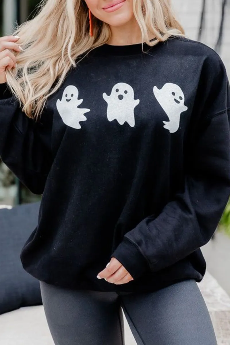 Black Halloween Spooky Ghosts Sweatshirt