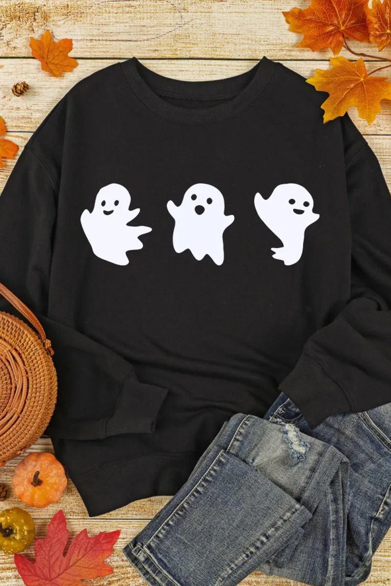 Black Halloween Spooky Ghosts Sweatshirt