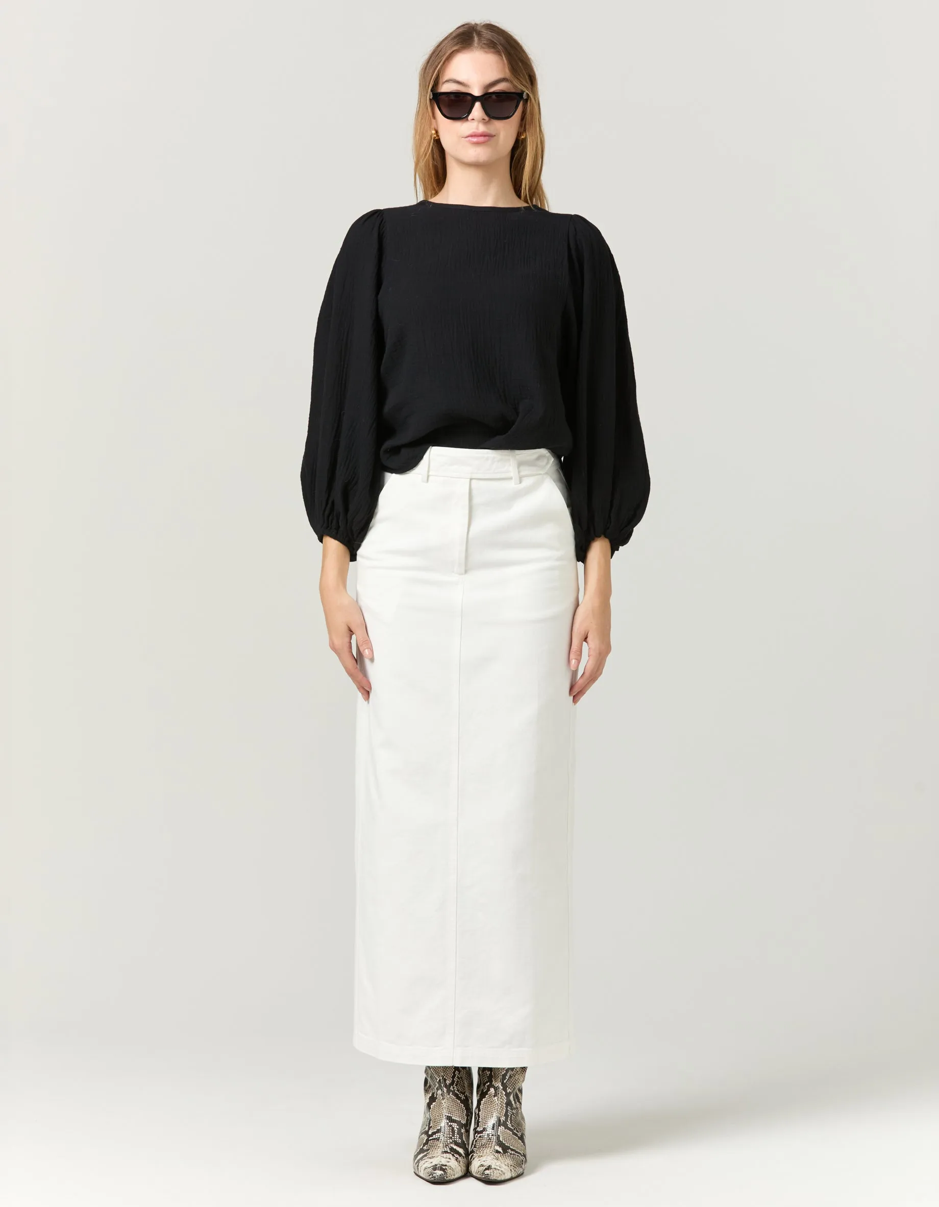 Blake Midi Skirt - White