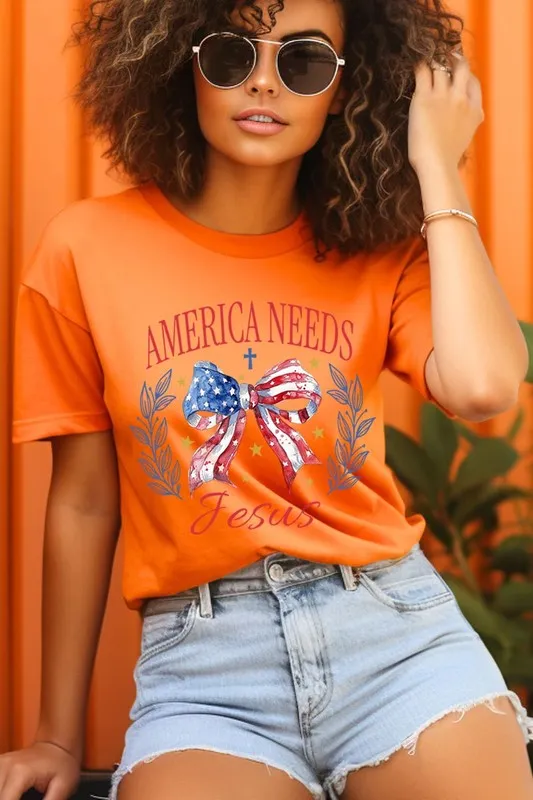 Bow America Needs Jesus Graphic T Shirts