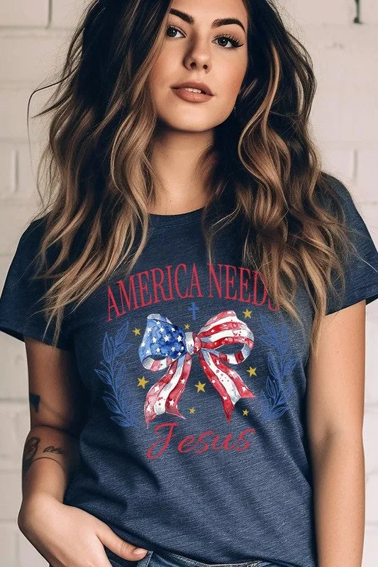 Bow America Needs Jesus Graphic T Shirts