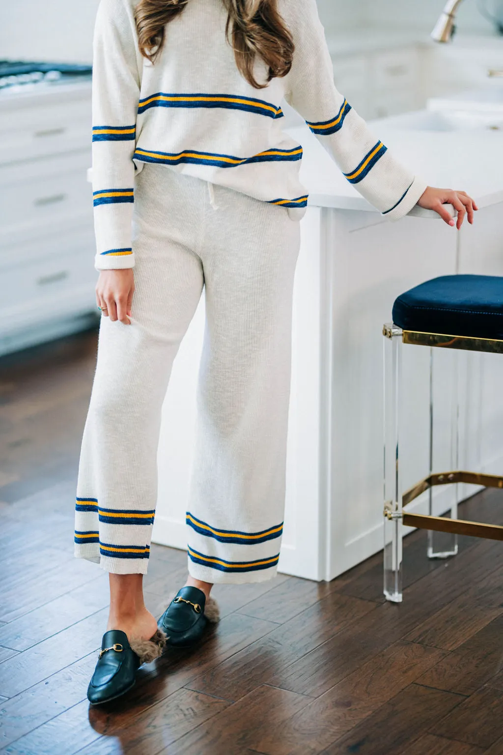 Brielle Stripe Pants - White