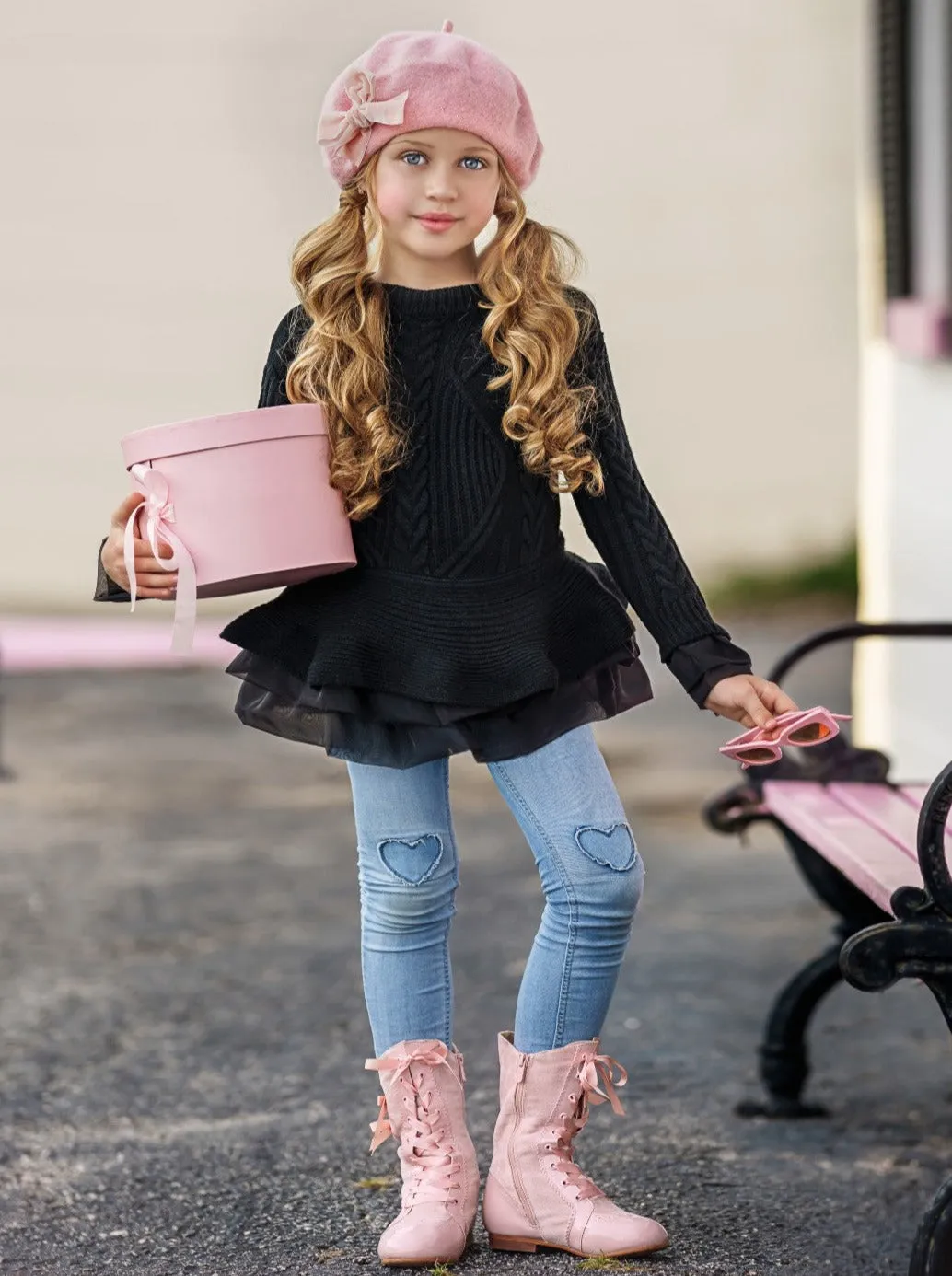 Cute As Pie Black Cable Knit Tutu Sweater