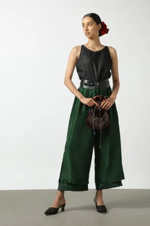 Dark Green Double Layer Sequenced Pant