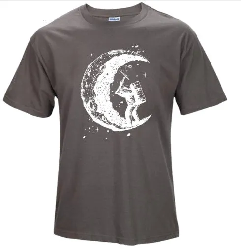 Digging The Moon Print Casual Mens T Shirts