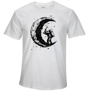 Digging The Moon Print Casual Mens T Shirts