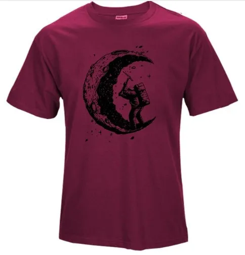 Digging The Moon Print Casual Mens T Shirts