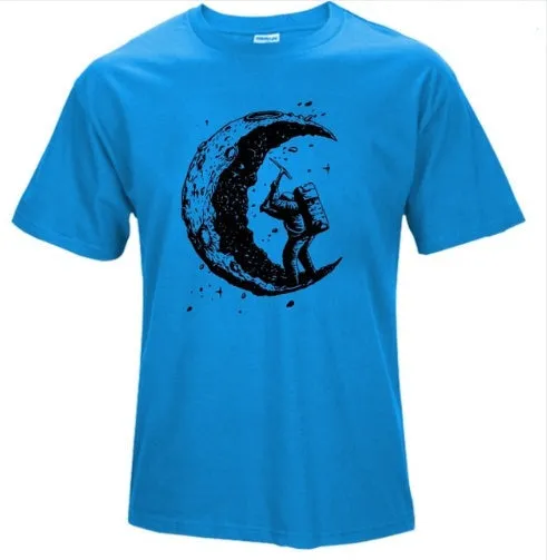 Digging The Moon Print Casual Mens T Shirts