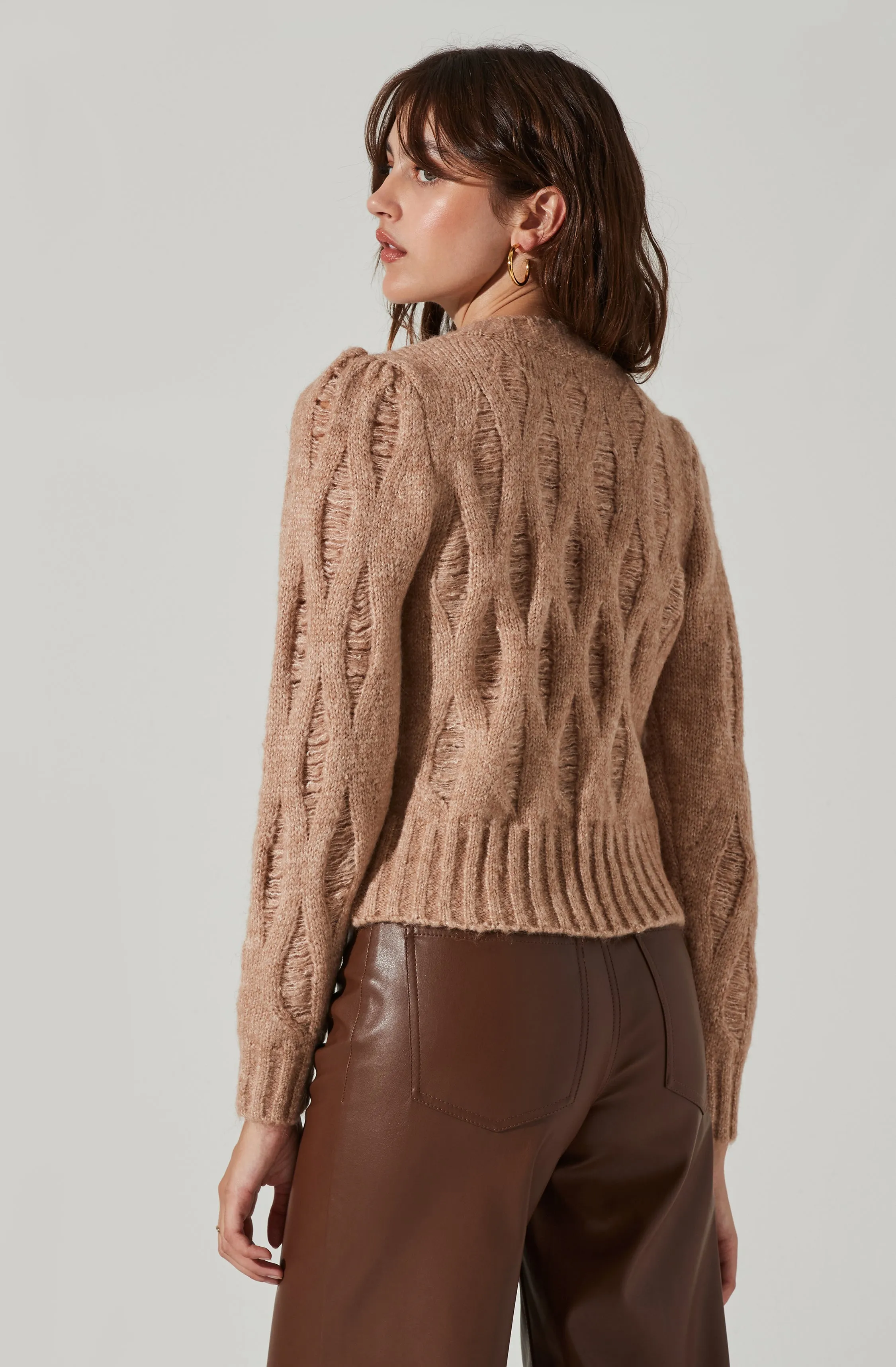 Distressed Cable Knit Sweater