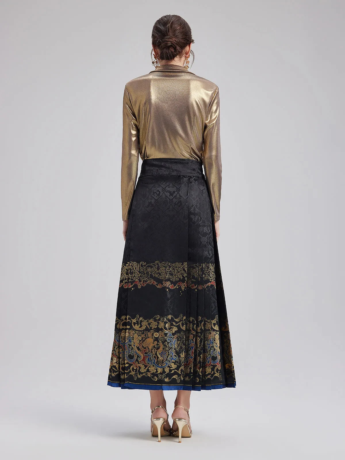 Elegant Chinese Style Pleated Skirt