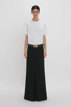 Floor-Length Box Pleat Skirt In Black