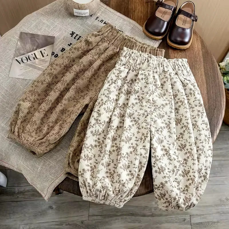 Floral Bubble Trousers - Beige