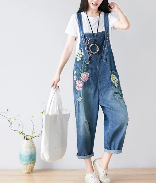 Floral Loose Denim Casual Spring Denim Overall Women Jumpsuits 20