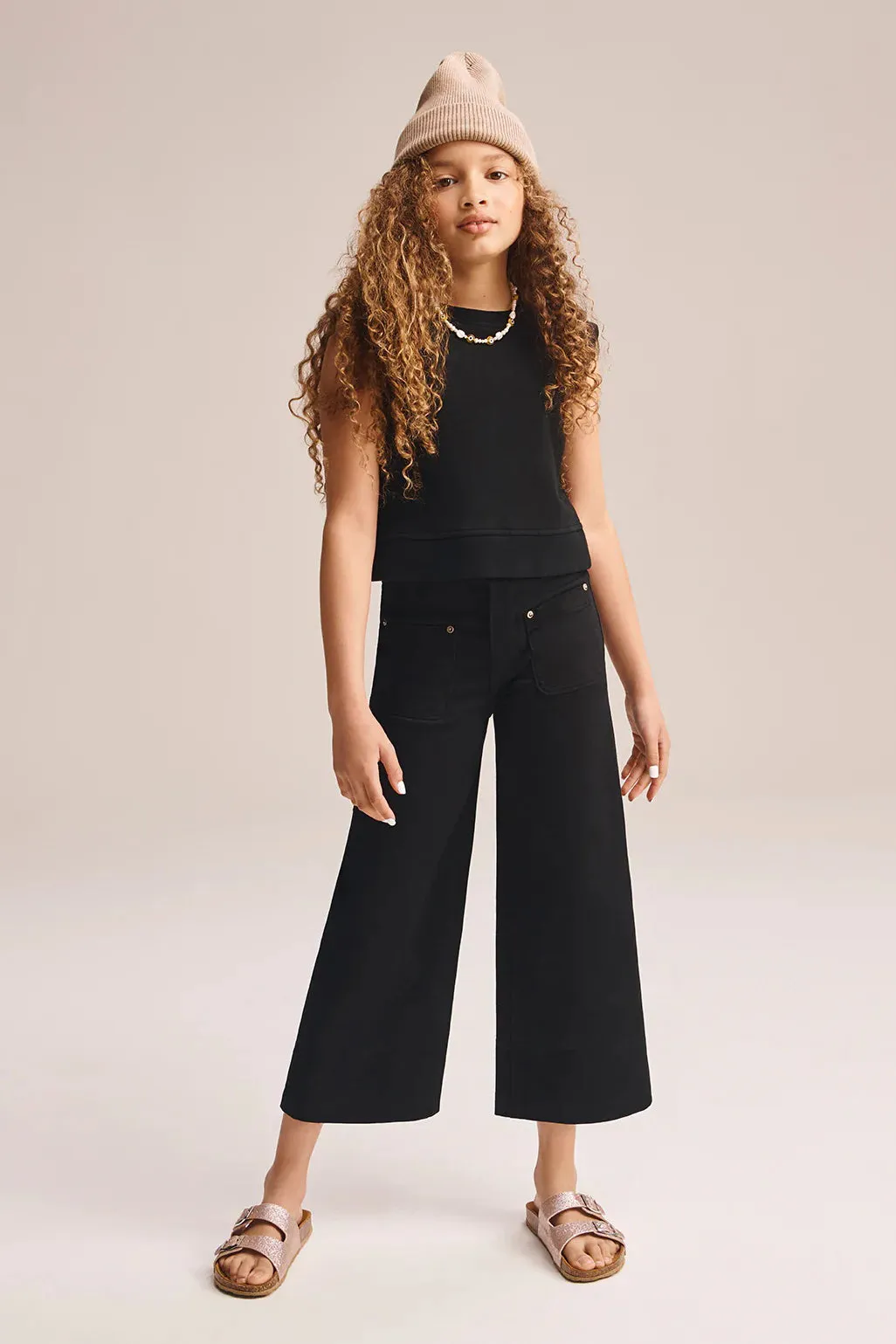 Girls Jeans DL1961 Lily Crop Wide Leg White Tide