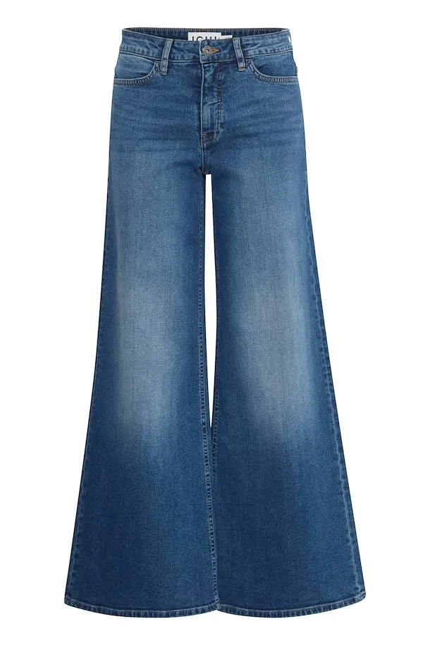 ICHI Twiggy Wide Denim Medium Blue Jeans