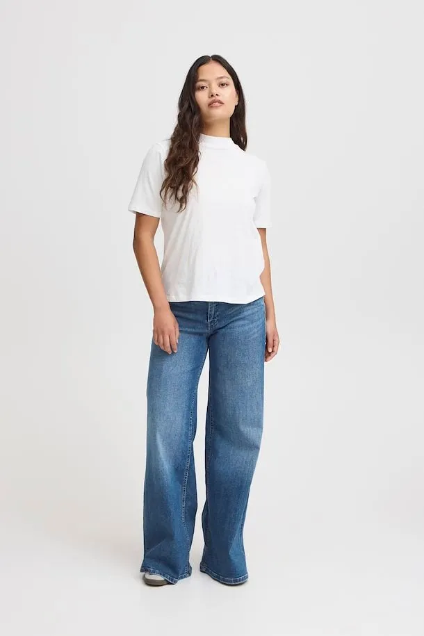 ICHI Twiggy Wide Denim Medium Blue Jeans