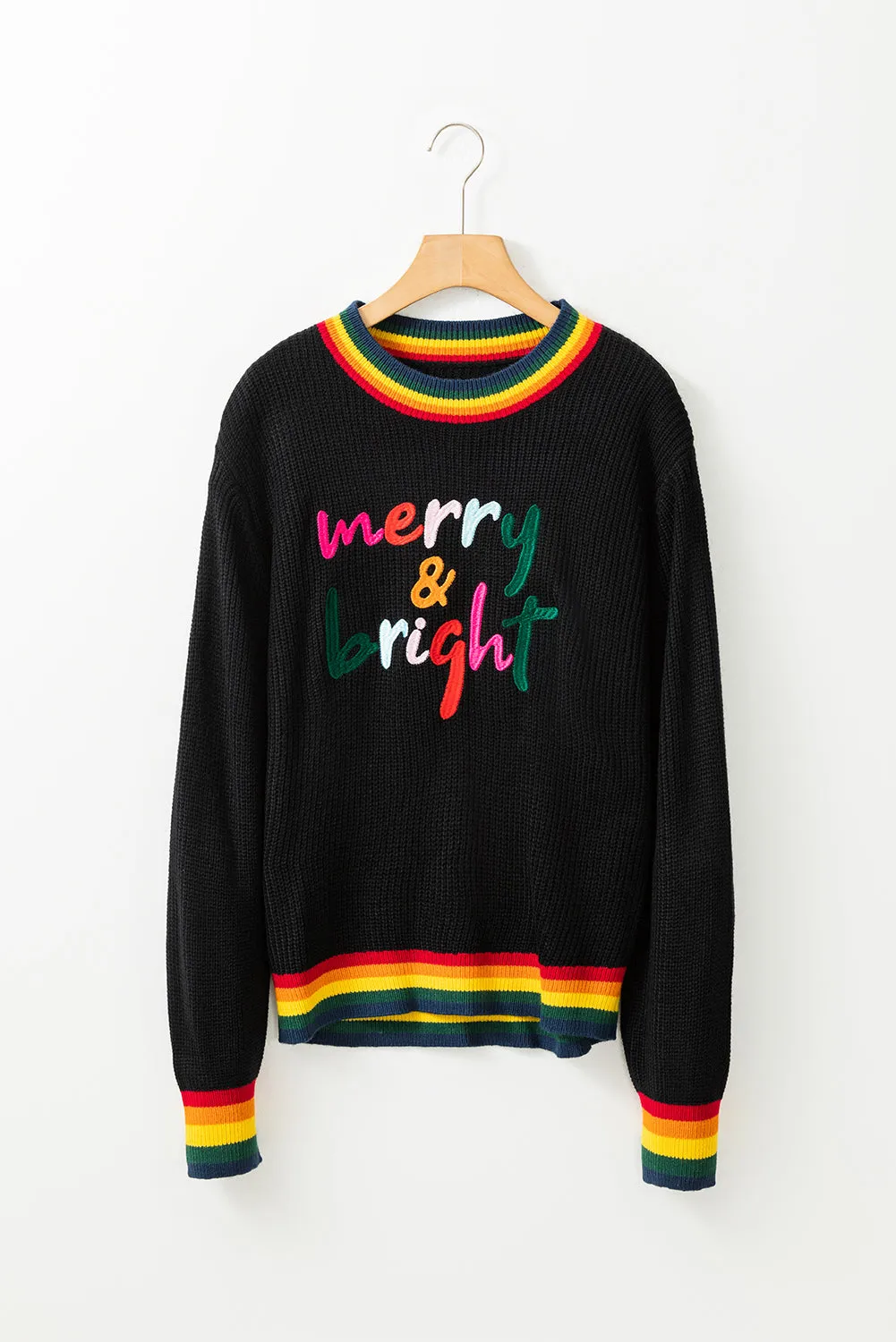 kesley MERRY & BRIGHT Ribbed Round Neck Sweater