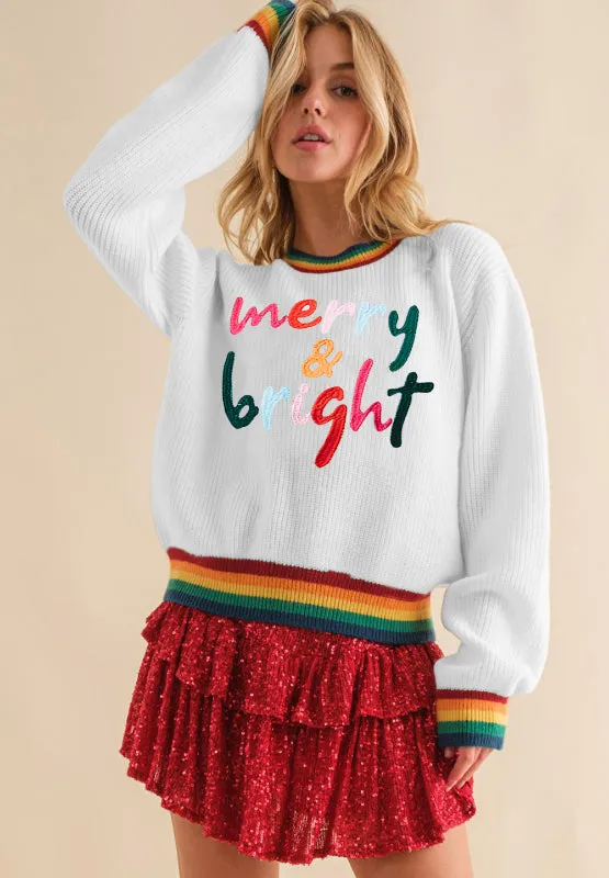 kesley MERRY & BRIGHT Ribbed Round Neck Sweater