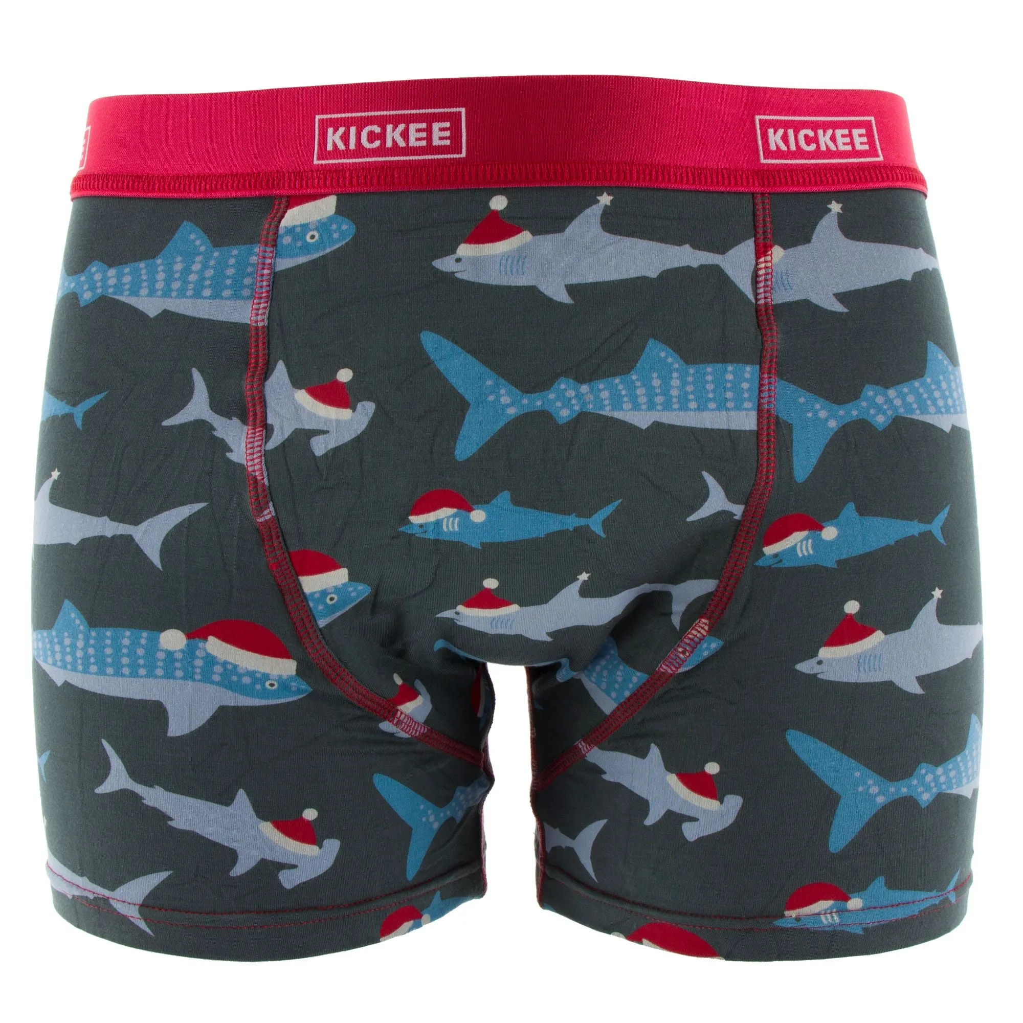 KicKee Pants Pewter Santa Sharks Men's Boxer Brief