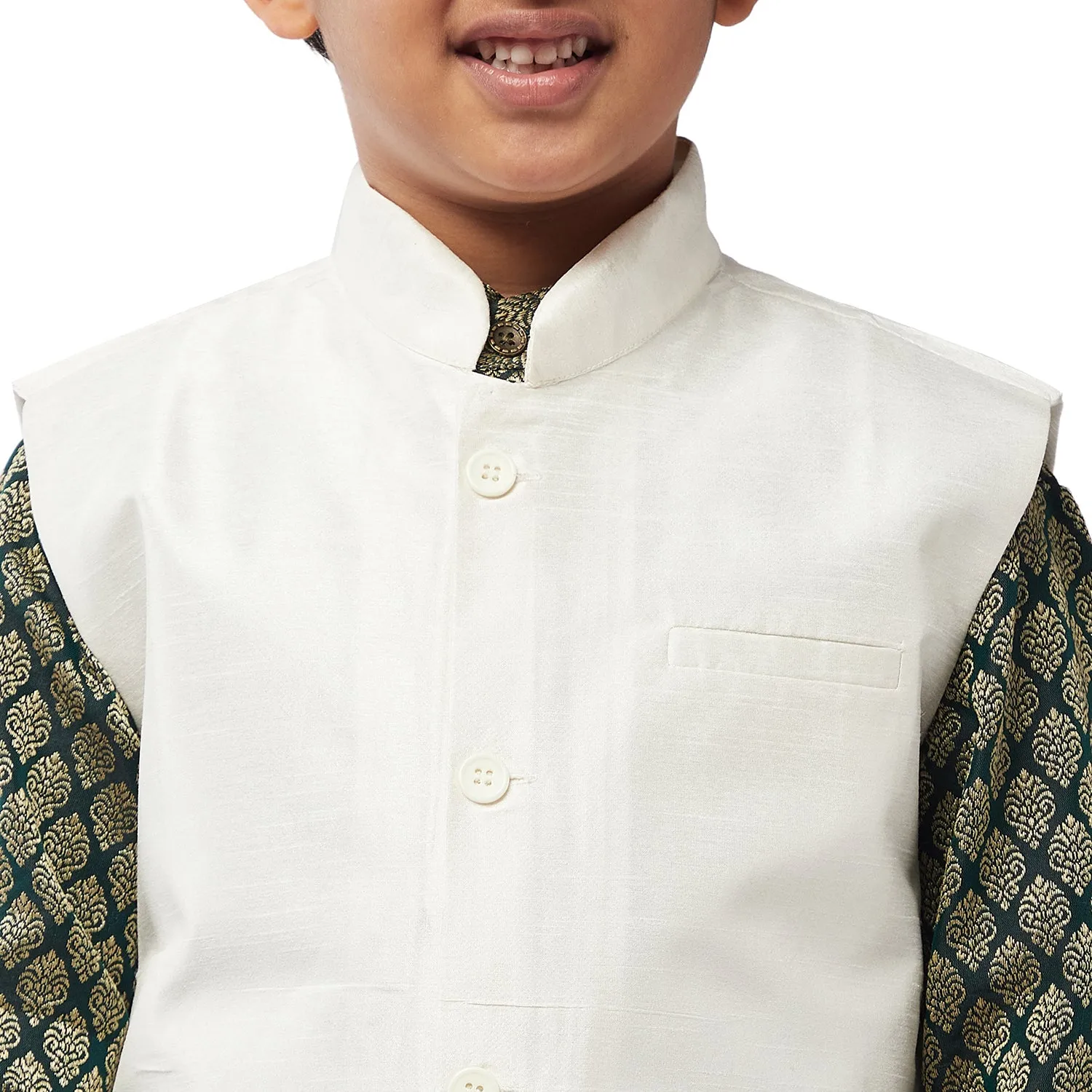 Kid's Silk Blend Cream ONLY Nehrujacket - Sojanya KID