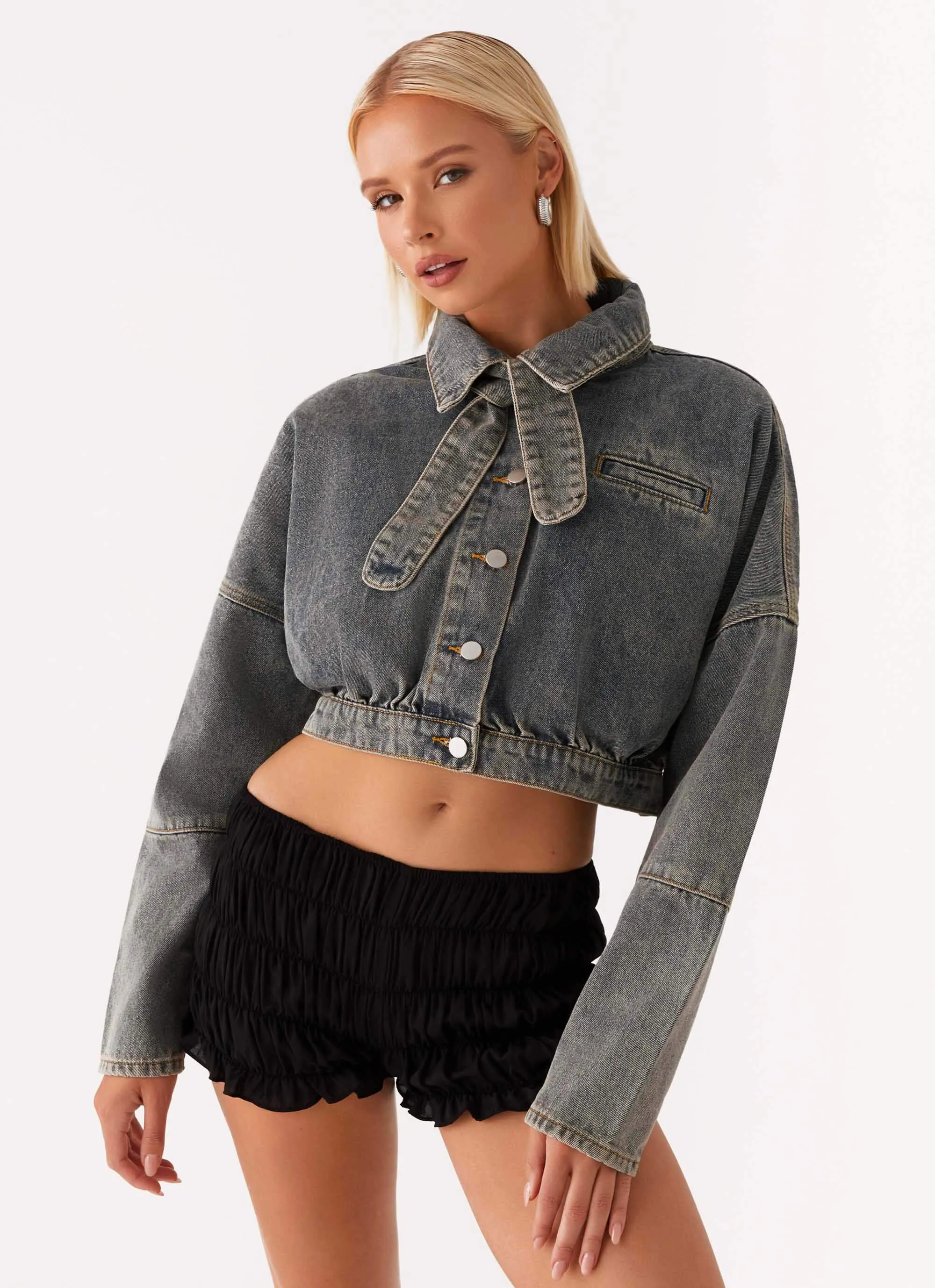 Lilith Boxy Denim Jacket - Vintage Wash