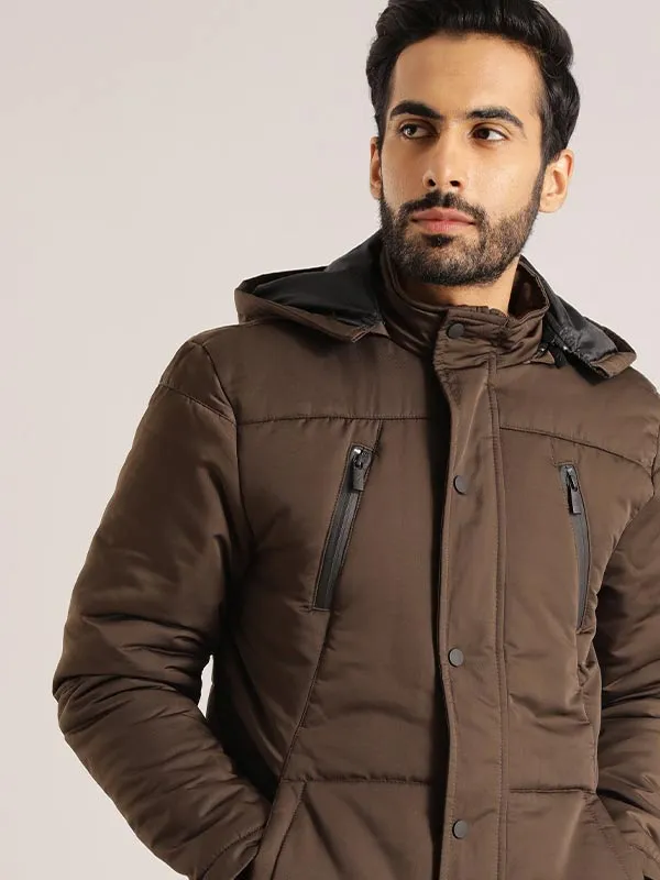 Men Solid Full Sleeve Parka Jacket