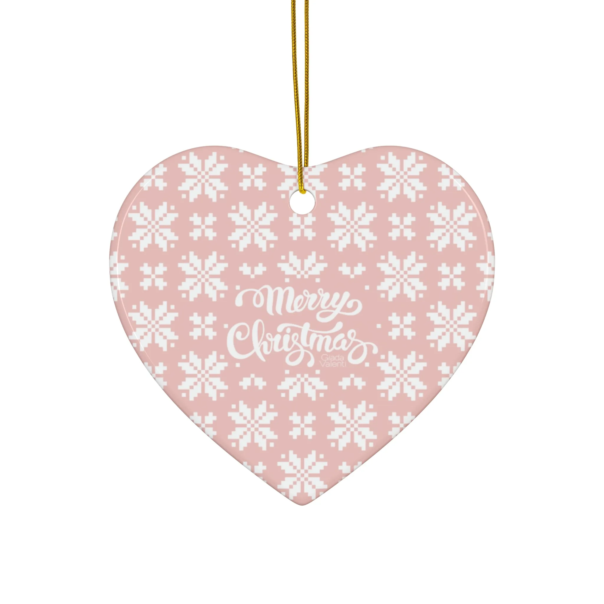 Merry Christmas Ceramic Ornament with Italian Design print | Pink | Giada Valenti | Christmas Ornament | Christmas Gift