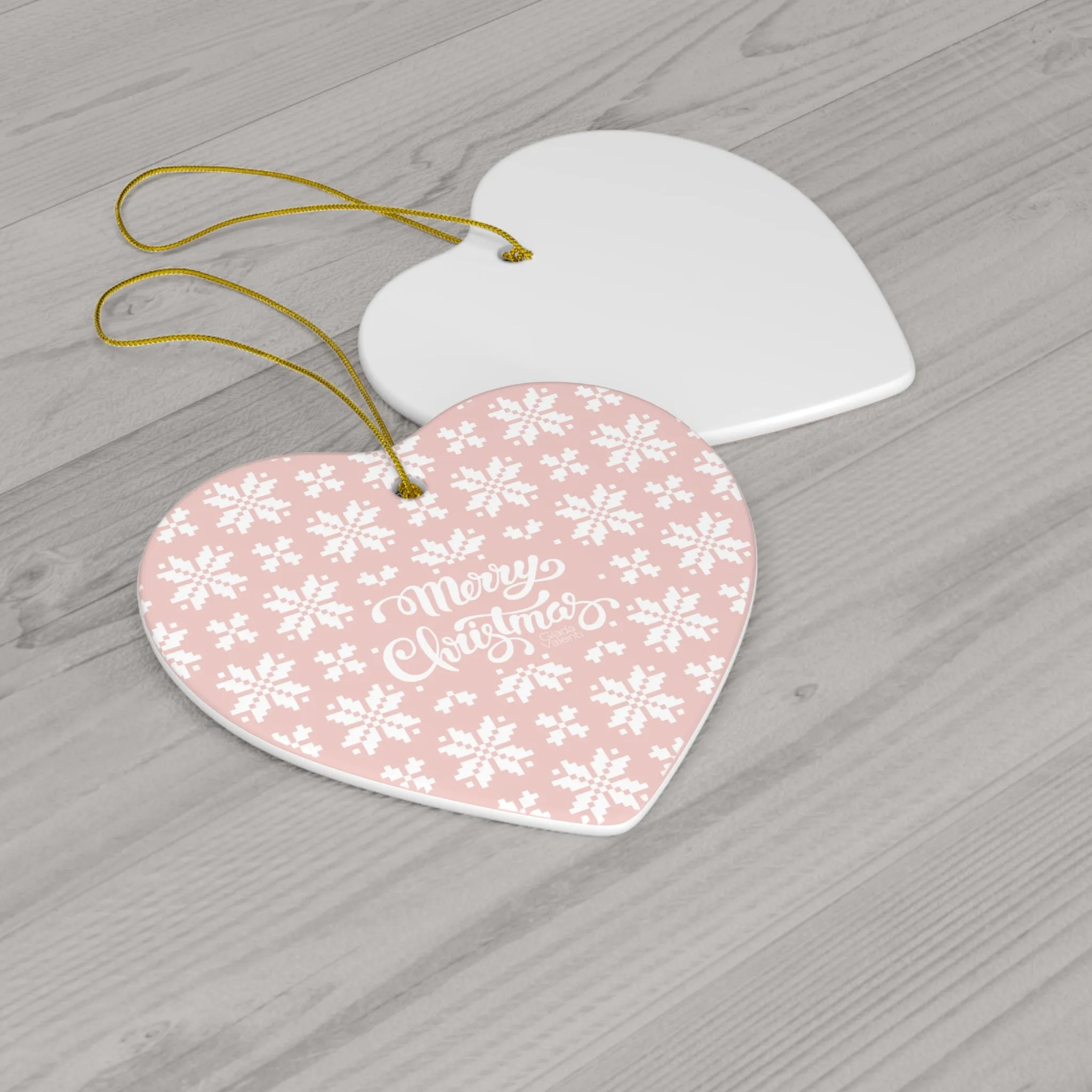 Merry Christmas Ceramic Ornament with Italian Design print | Pink | Giada Valenti | Christmas Ornament | Christmas Gift