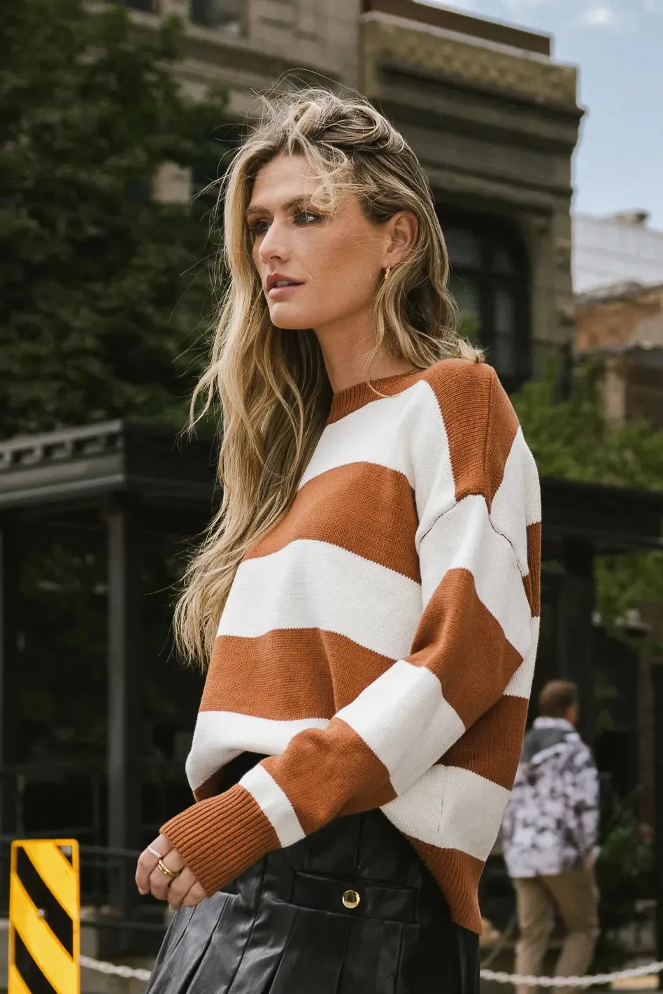 Micah Striped Sweater in Brown - FINAL SALE