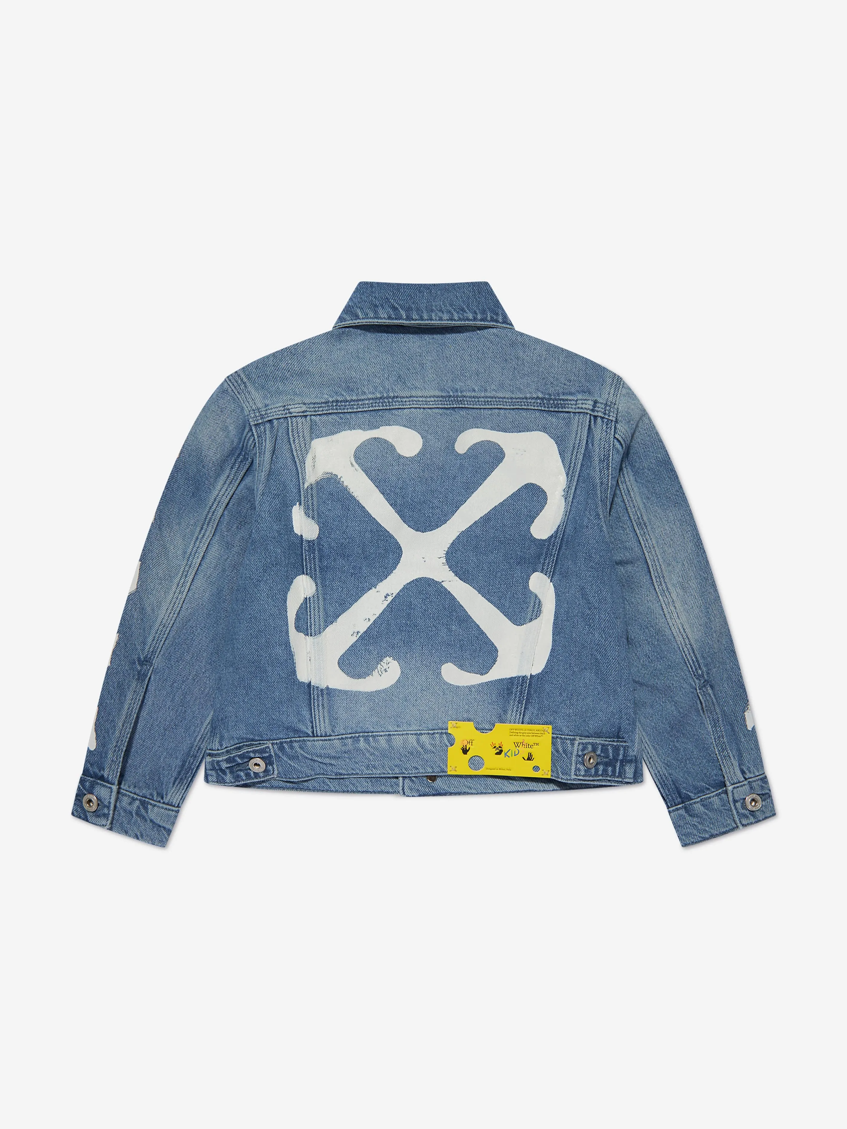 Off-White Kids Paint Graphic Denim Jacket in Blue