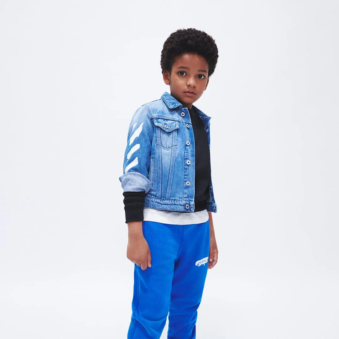 Off-White Kids Paint Graphic Denim Jacket in Blue