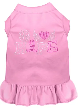 Peace Love Hope Breast Cancer Rhinestone Pet Dress Light Pink 4x (22)