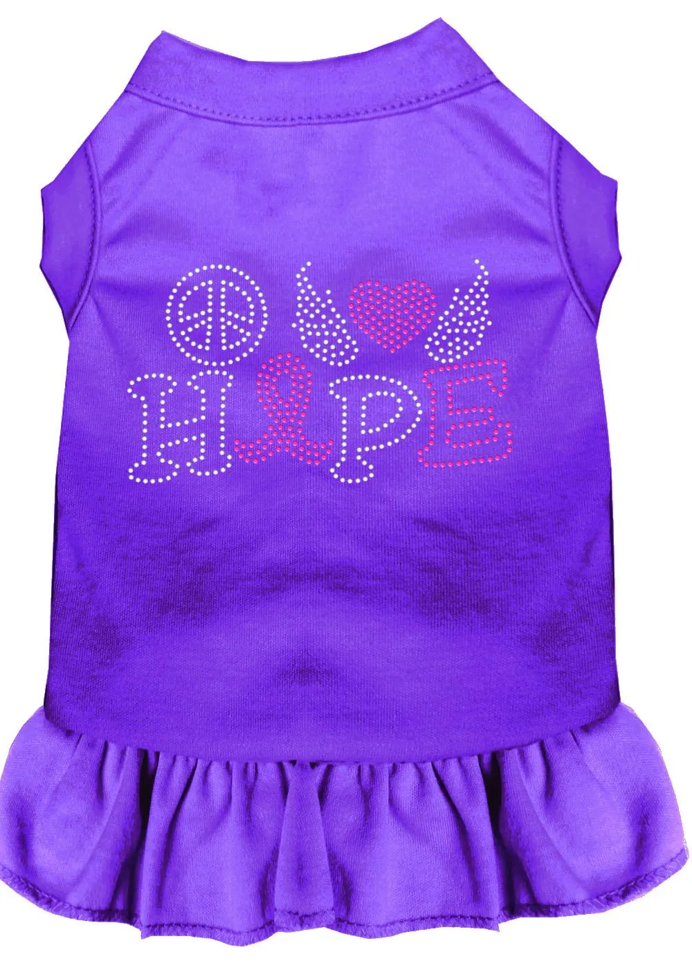 Peace Love Hope Breast Cancer Rhinestone Pet Dress Purple Xxl (18)