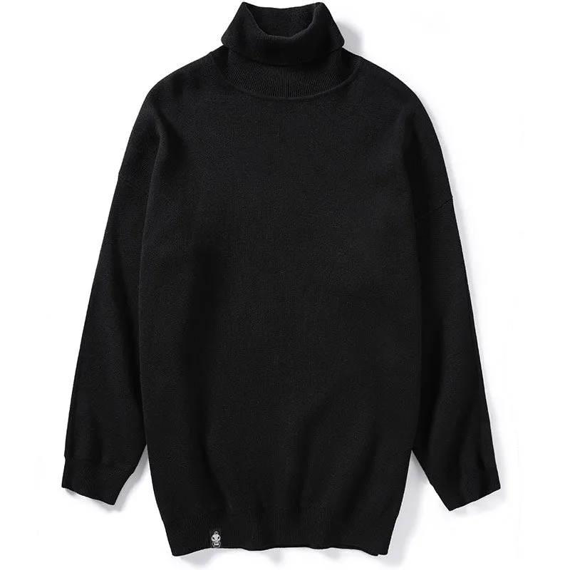 Plain Lapel Turtleneck Oversize Sweater