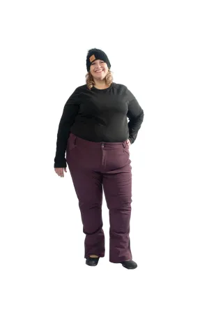 Plus Size Soft Shell Fleece Lined Stretch Snow Pants | Merlot