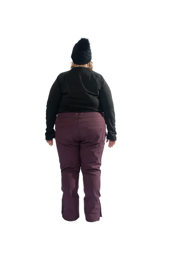 Plus Size Soft Shell Fleece Lined Stretch Snow Pants | Merlot