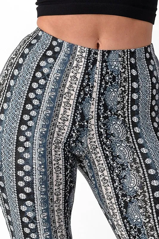 Raw Moda Blue Tear Print Bellbottom Pants