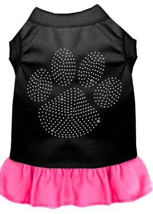 Rhinestone Clear Paw Dress Black With Bright Pink Lg (14)