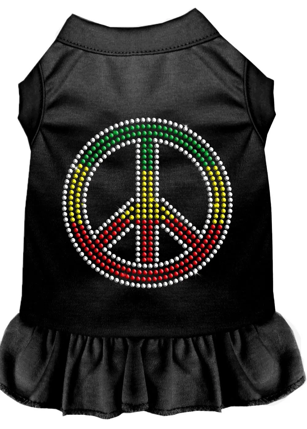 Rhinestone Rasta Peace Dress Black Med (12)